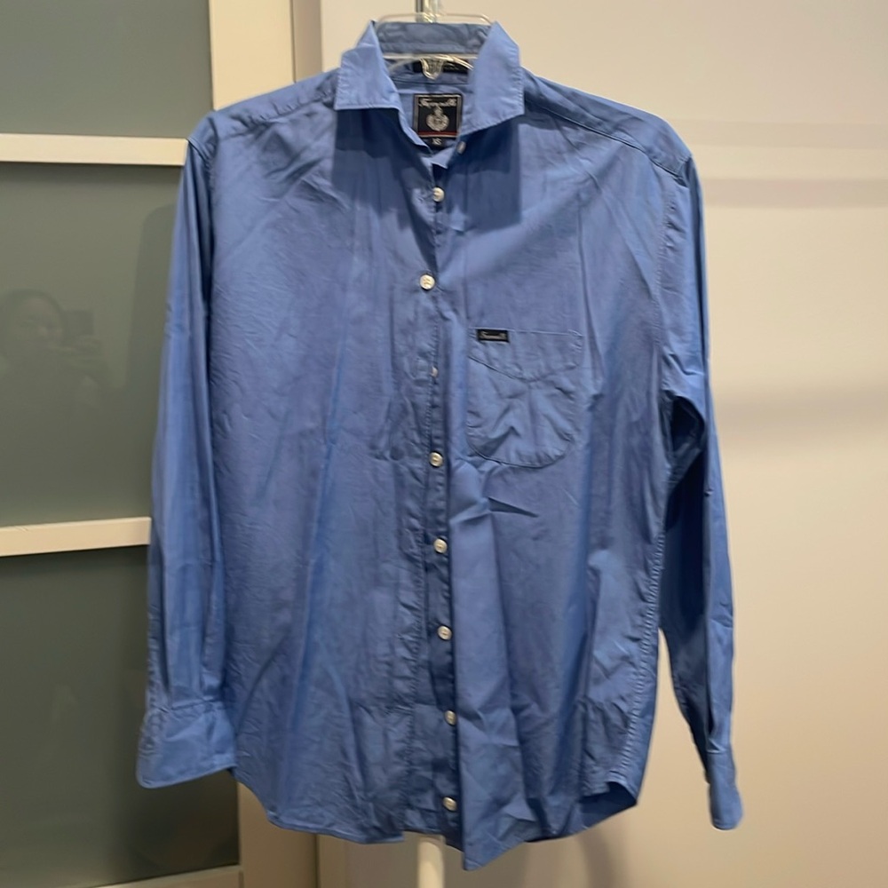 Faconnable 100% Cotton Blue Button Down Collared Shirt